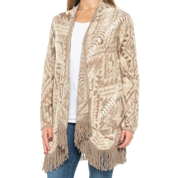 Lucky Brand Tops - LUCKY BRAND Brushed Fringe Cardigan Sweater Size Small
